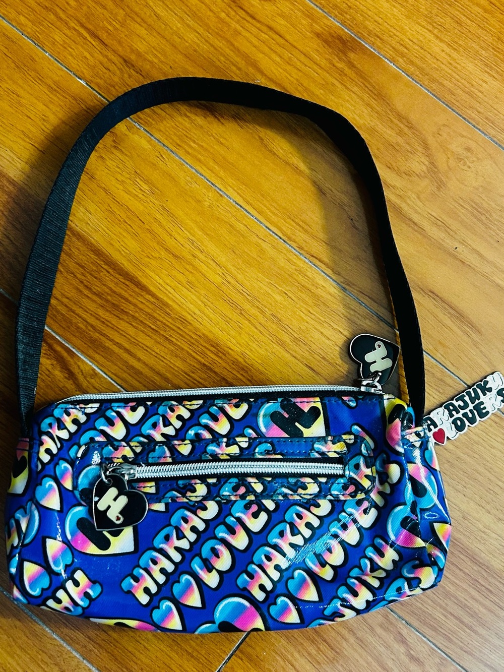 Harajuku Lovers Blue Multicolor Heart Mini Logo Bag
